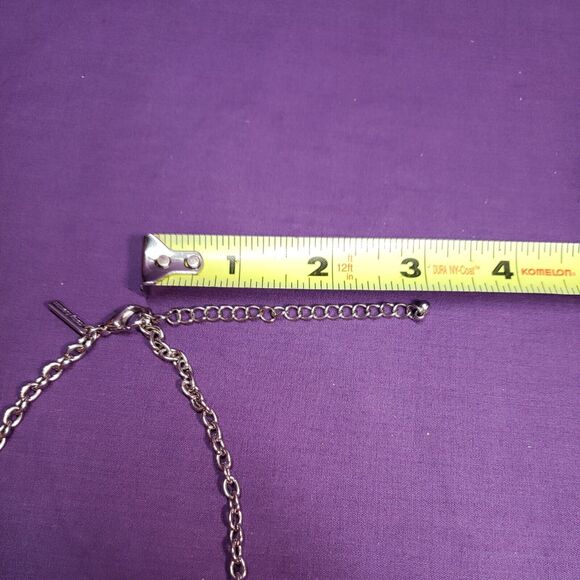 Daisy Fuentes Signed Faux Leather Necklace, bronze silver gunmetal accents - Picture 8 of 11